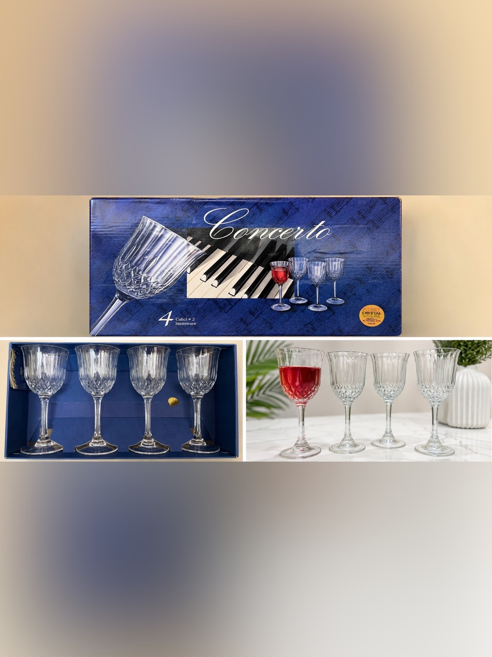 Crystal Stemware Wine Glasses - Clear (Set of 4)